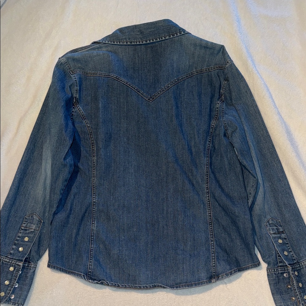 GAP Blue Denim Western-Style Snap Shirt - Picture 3 of 4